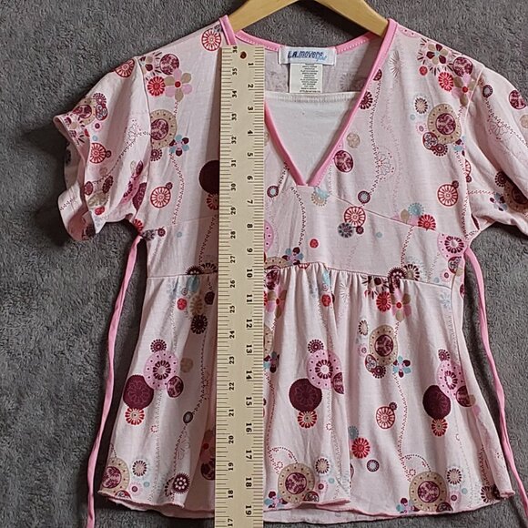 Vintage LA Movers Pink Short Sleeve Baby Doll Top Girl's Size 10/12 - Picture 3 of 5